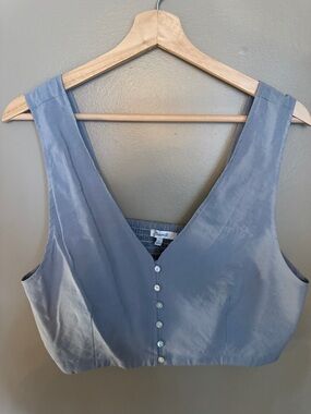 Madewell Satin Cropped Vest — Slate Blue